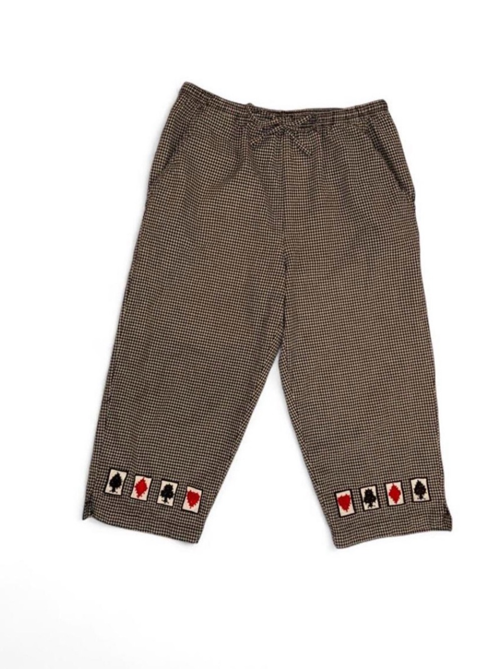 Jane Ashley Y2K Embellished Playing Card Gingham Capri Pants 100% Cotton